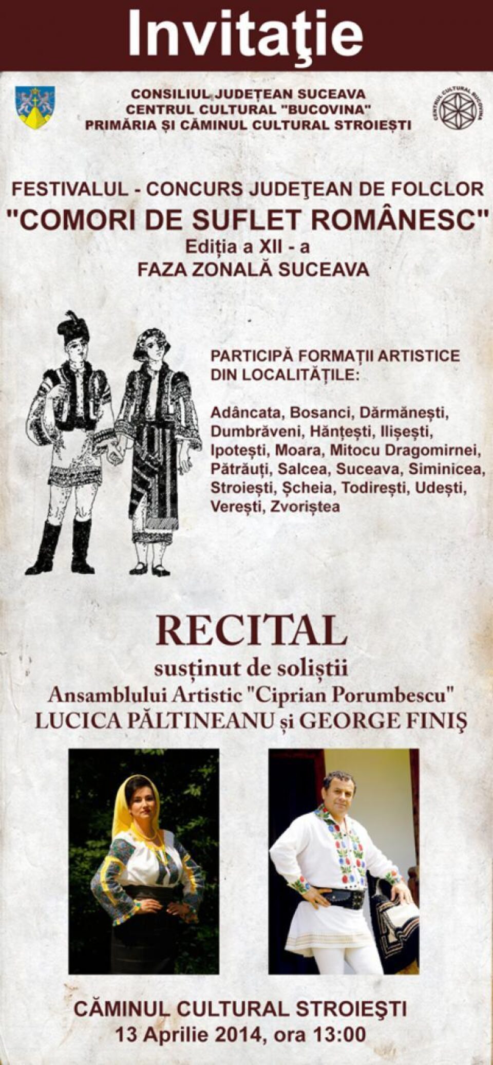 Faza zonala Suceava a Festivalului „Comori de suflet românesc”