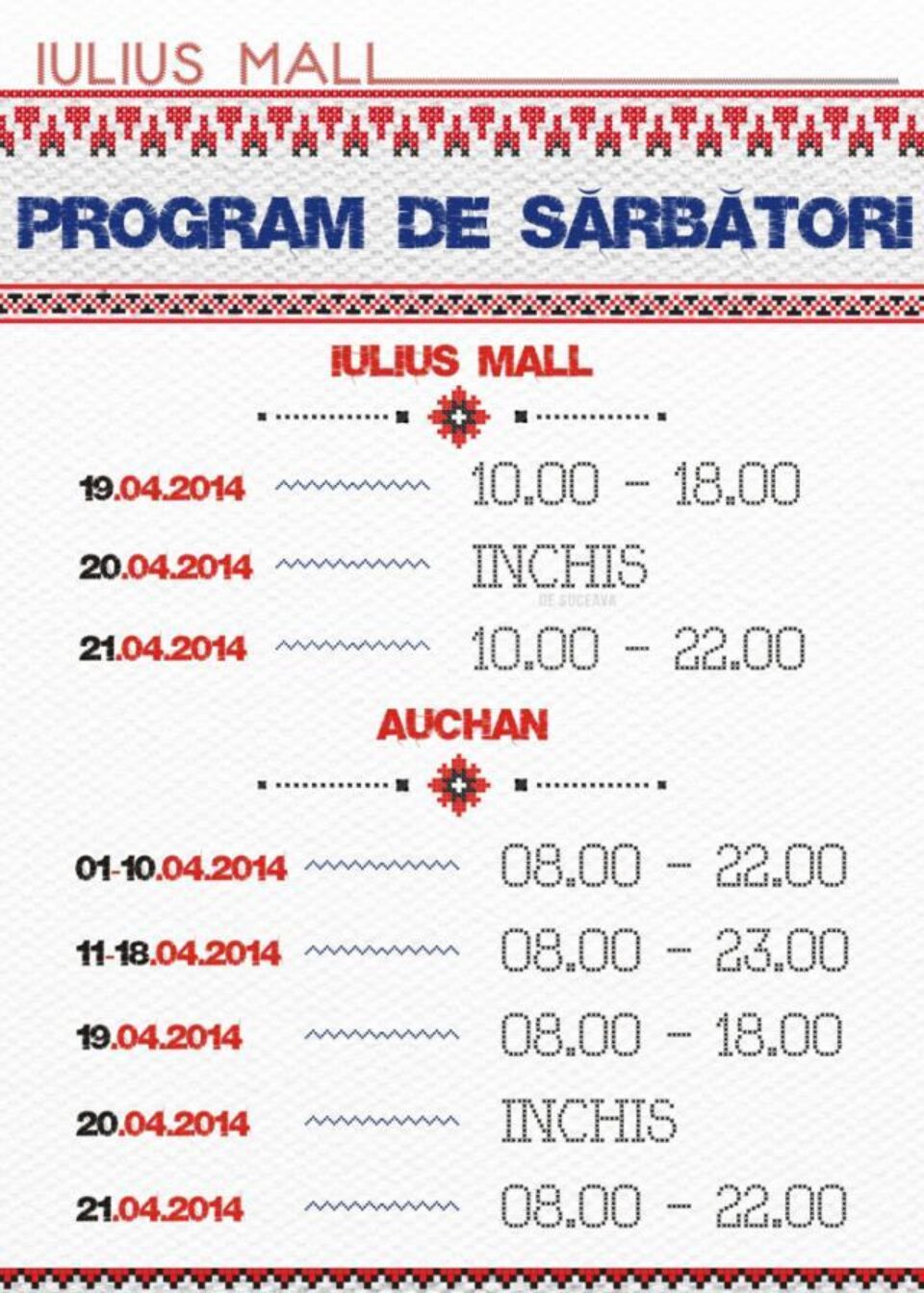 Programul de Paște la Iulius Mall Suceava