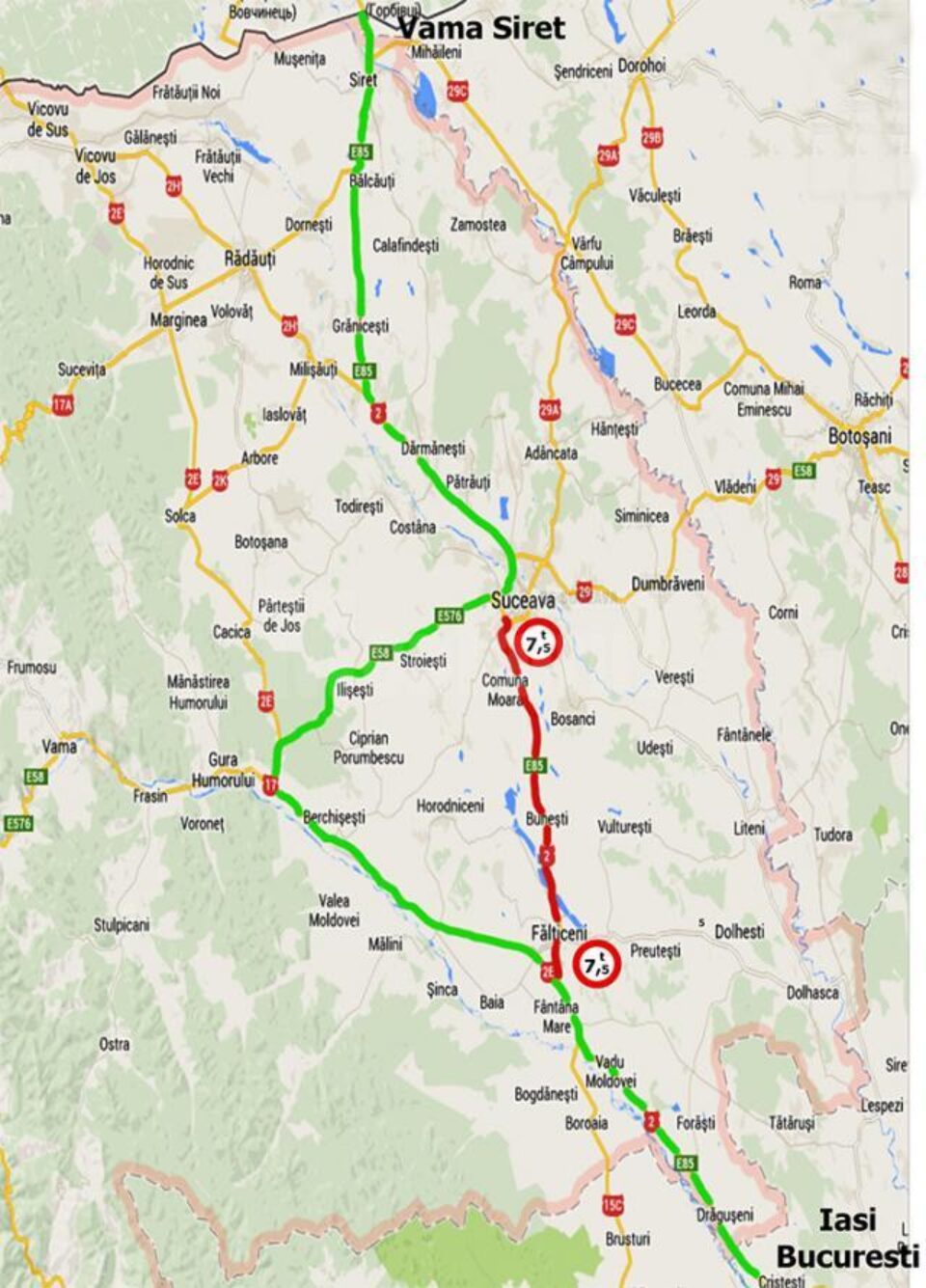 Traficul greu va fi deviat prin Gura Humorului