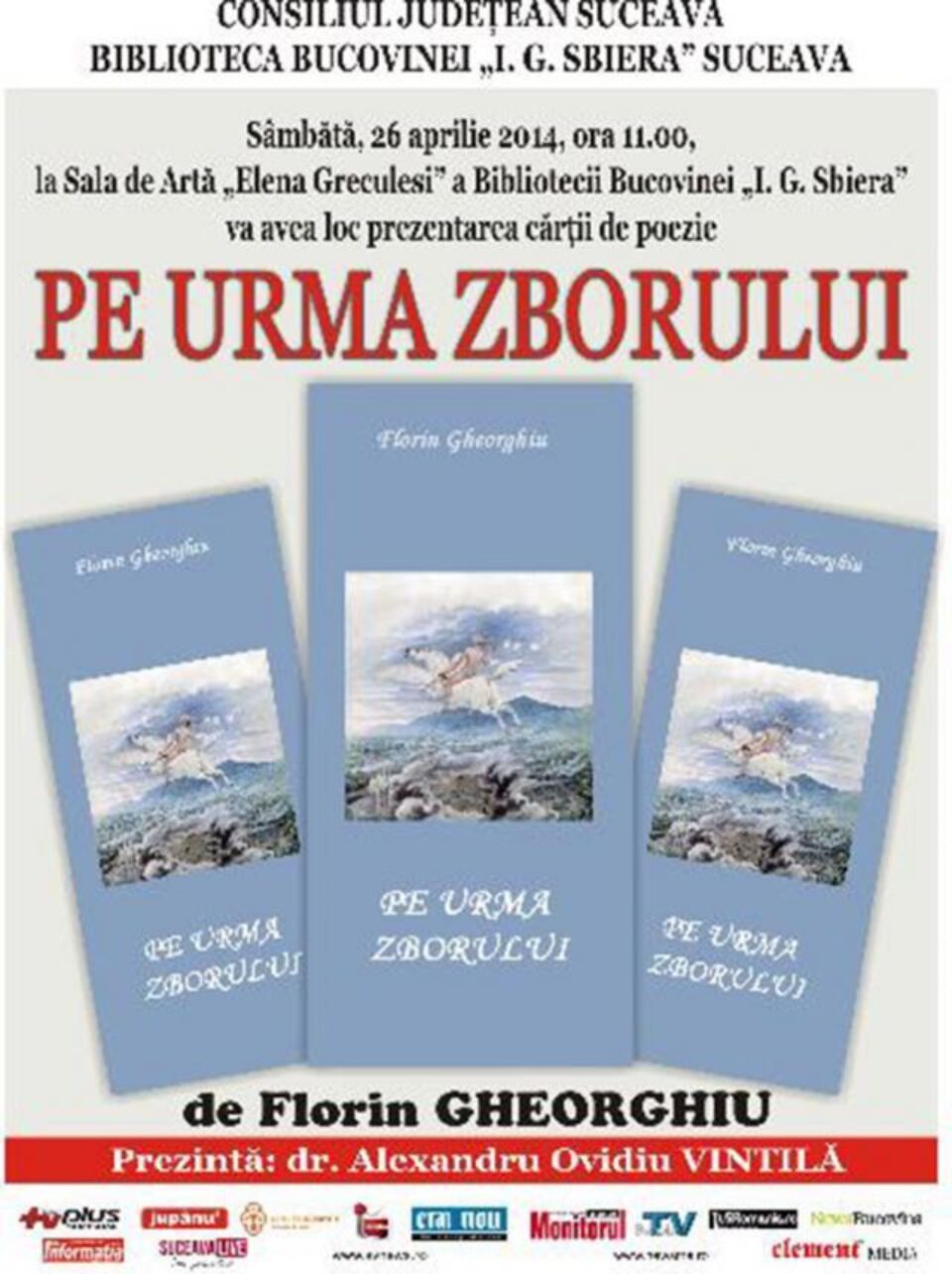 Lansarea volumului „Pe urma zborului”, la Biblioteca Bucovinei
