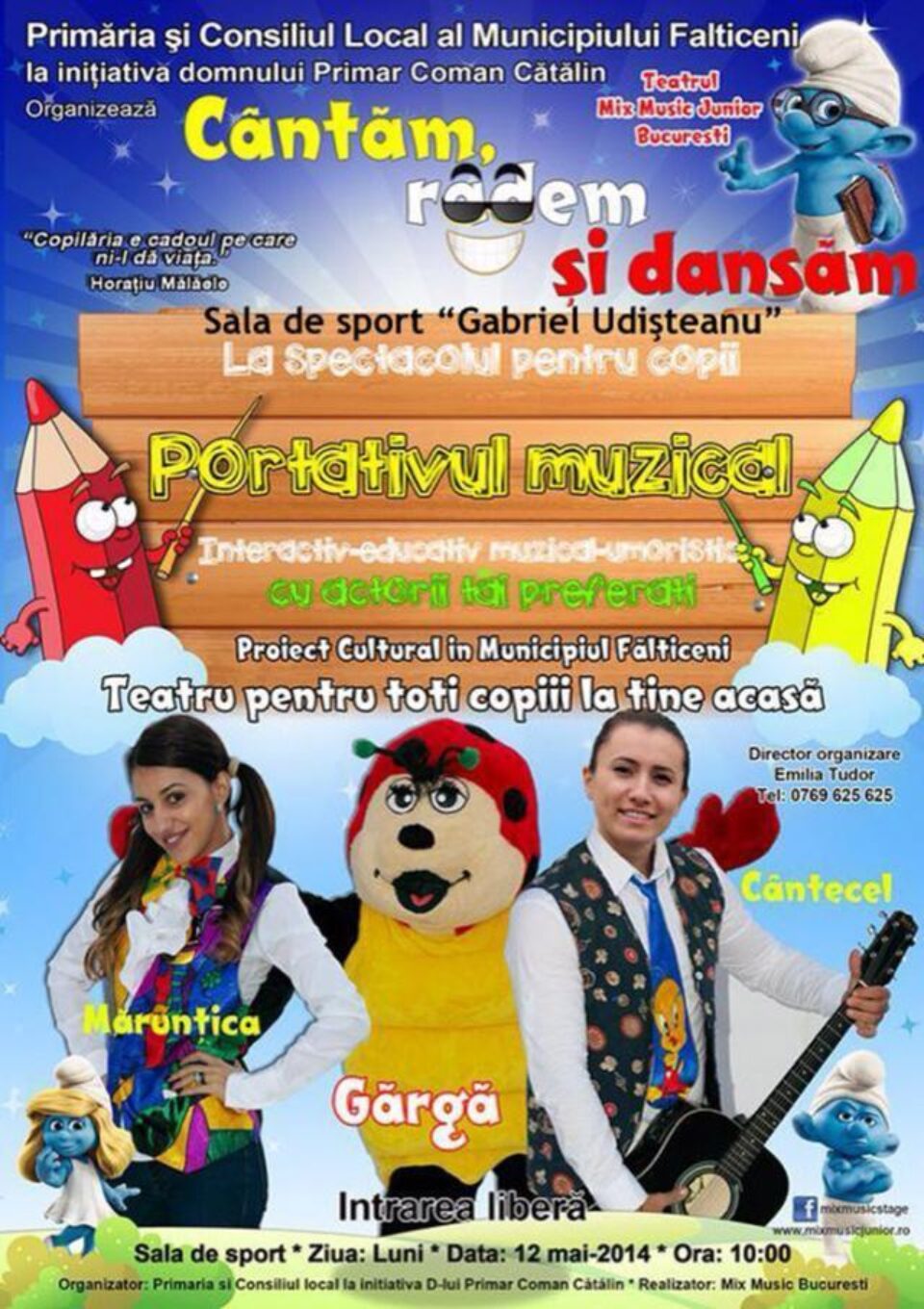 Copiii din Fălticeni sunt invitați la spectacolul „Portativul muzical”