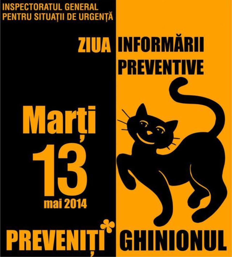 Marți, 13, ziua în care pompierii vor să prevină ghinionul prin informarea cetățenilor