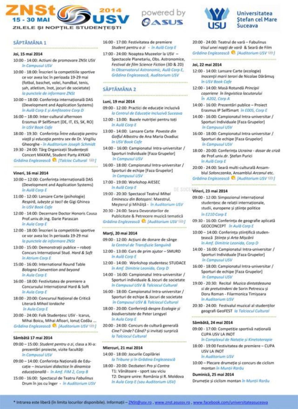 „Zilele și nopțile studențești”, la Universitatea Suceava