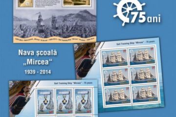Emisiune de mărci poștale care celebrează împlinirea a 75 de ani de la intrarea navei-școală „Mircea” în serviciul Marinei Militare Române