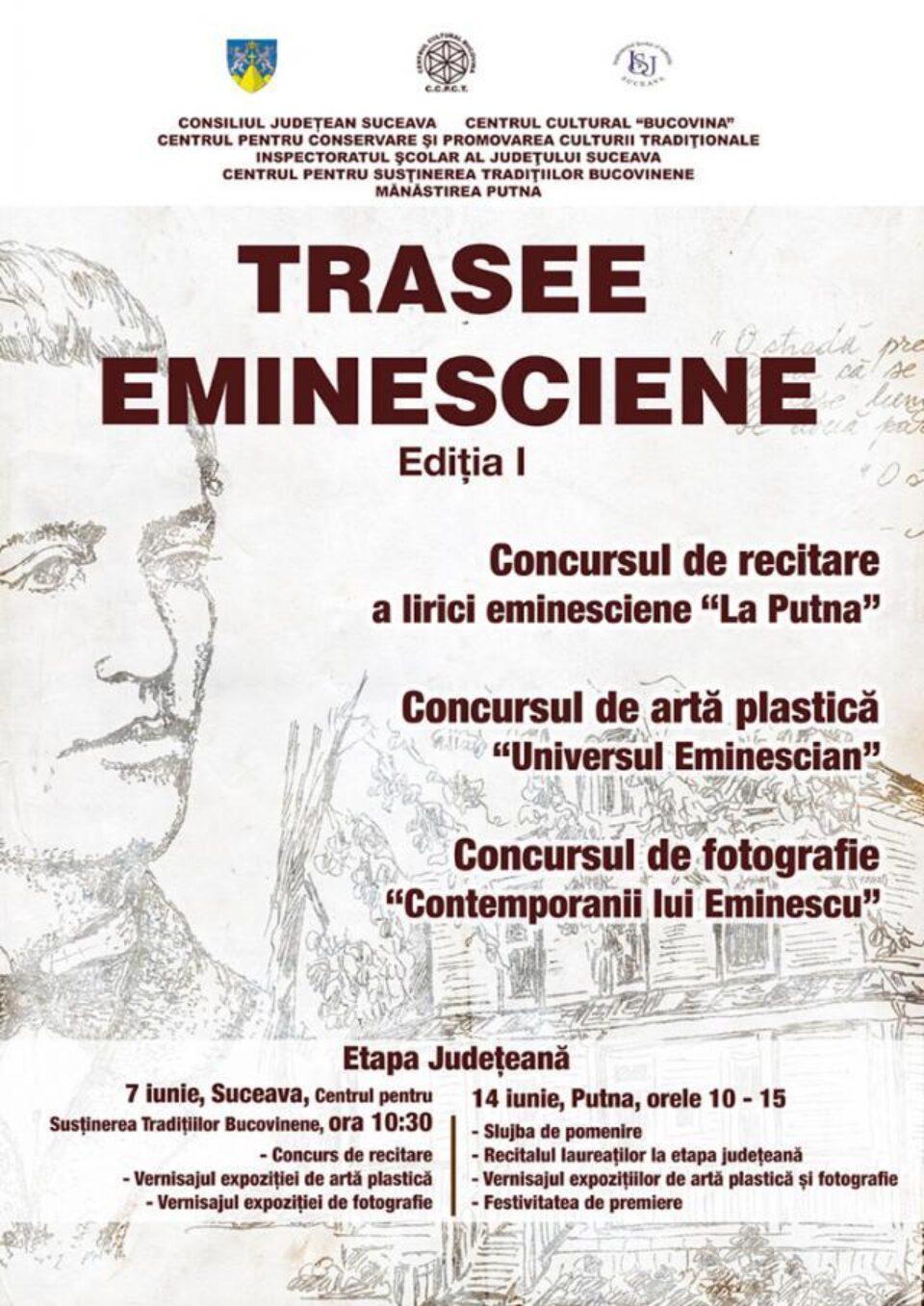 „Trasee eminesciene”, concurs de recitare și vernisajul expozițiilor de artă plastică și fotografie