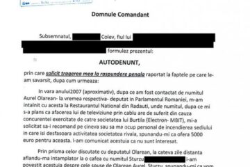 Autodenunțul depus ieri la Poliția Rădăuți de Colev S. D.