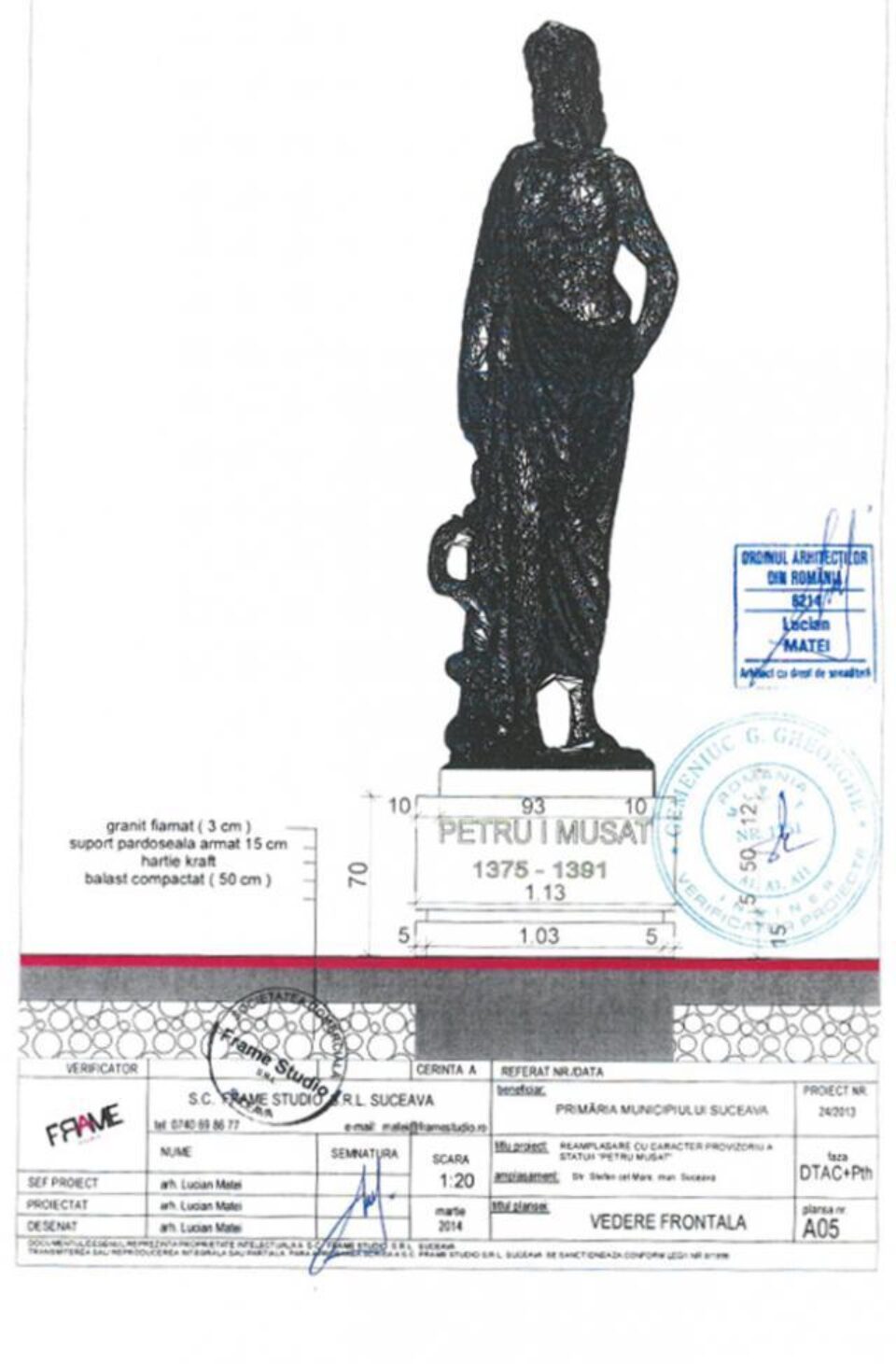 Statuia întemeietorului Sucevei, Petru I Mușat, și-a găsit locul