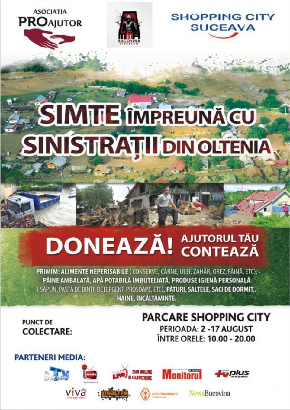 Campanie de ajutorare „Simte împreună cu sinistrații din Oltenia!”