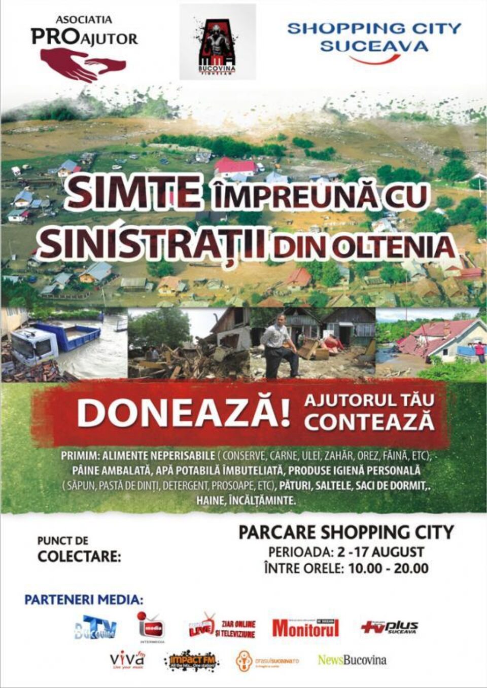 Campanie de ajutorare „Simte împreună cu sinistrații din Oltenia!”
