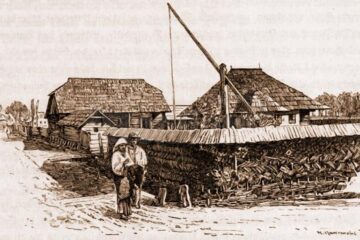 Casă românească din Horodnic – desen de Mattias Adolf Charlemont (1820-1871)