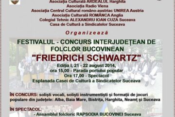 Mâine începe Festivalul - Concurs Interjudețean de Folclor Bucovinean „Friedrich Schwartz”