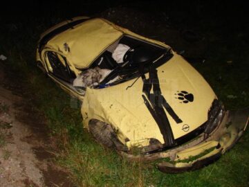 Mașina în care se aflau cei patru tineri s-a izbit de scheletul metalic al unui panou publicitar, iar apoi s-a răsturnat