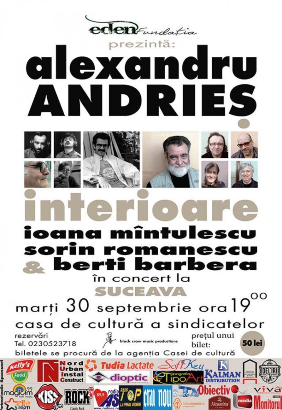 Alexandru Andrieș va susține un concert pe 30 septembrie, la ora 19:00, pe scena Casei de Cultură a Sindicatelor Suceava