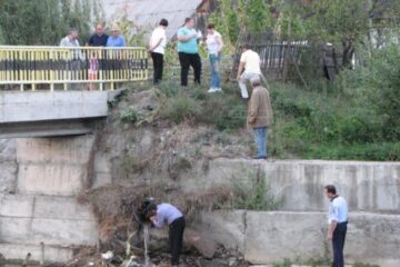 Reprezentanții SGA, ajutați de săteni, au adunat peștii morți din pârâul Soloneț