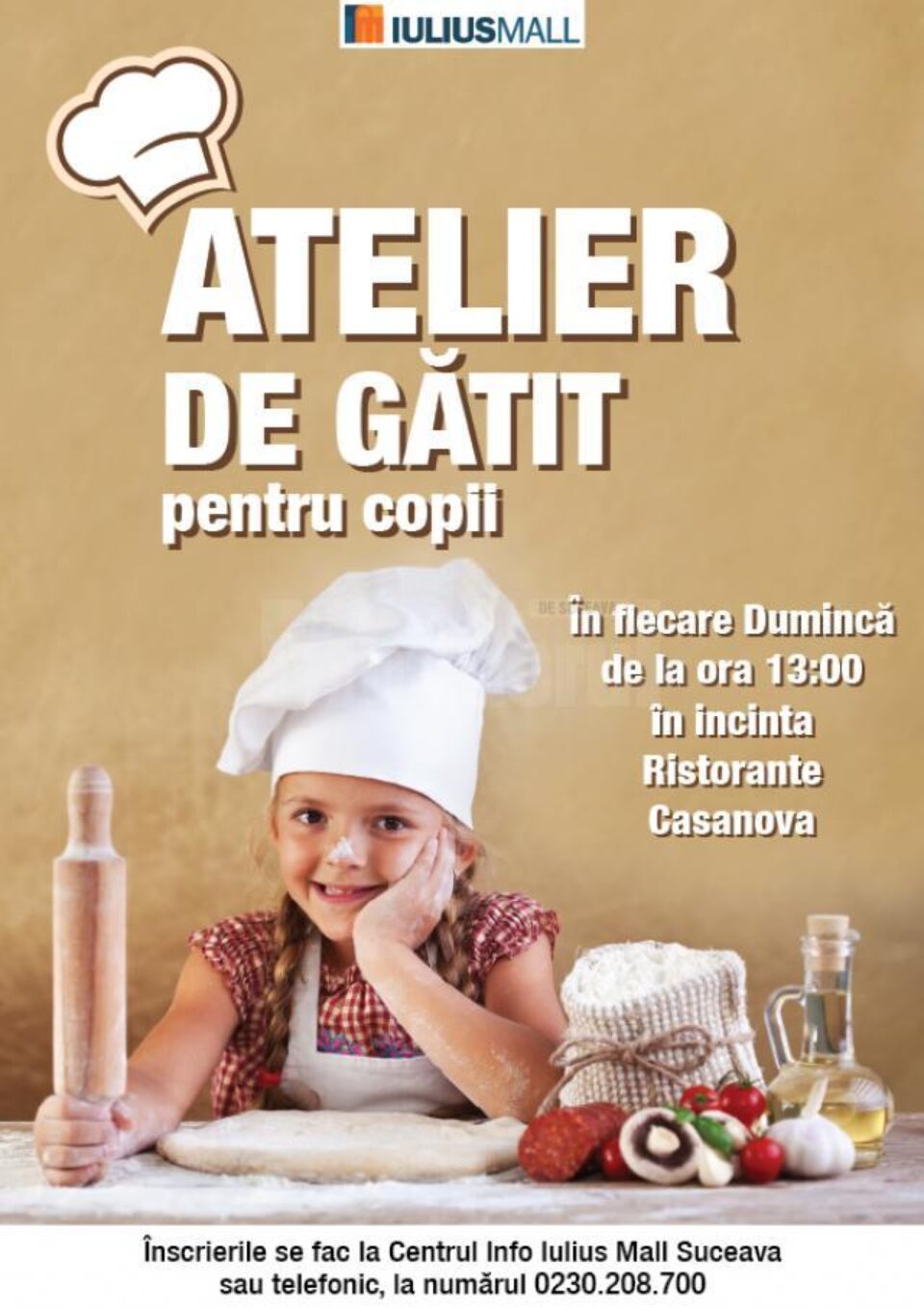 Copiii pasionați de arta culinară pot participa la atelierul de gătit