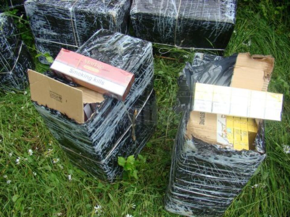 Țigările de contrabandă capturate de polițiștii de frontieră