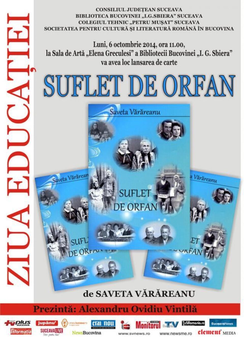 „Suflet de orfan”, la Biblioteca Bucovinei