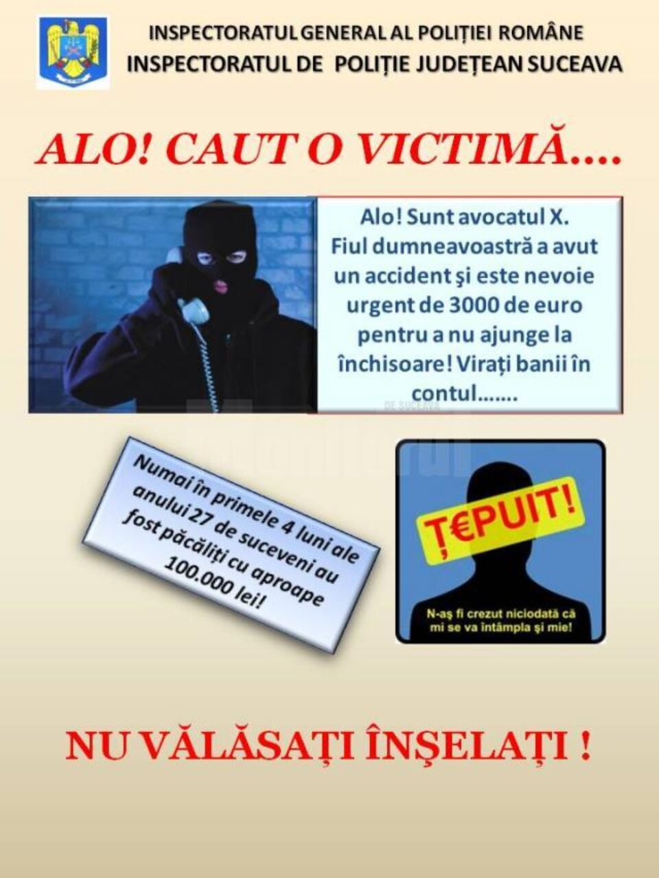 Atenție la înșelăciunile prin metoda ,,accidentul”!