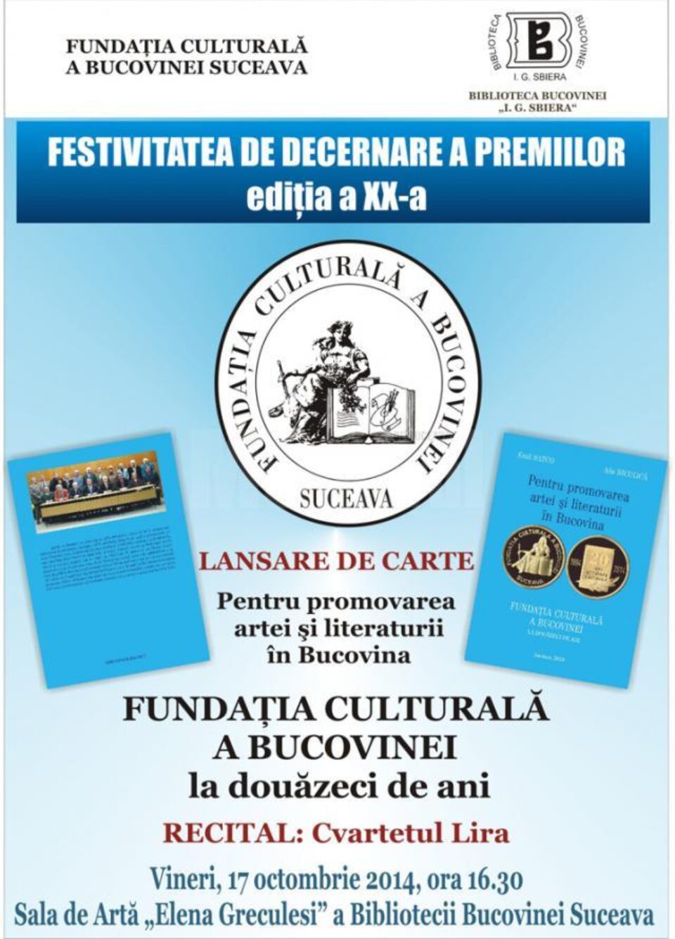 Festivitatea de decernare a Premiilor Fundației Culturale a Bucovinei