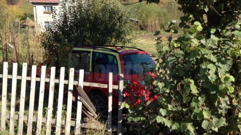 Mașina a lovit un copac și a trecut printr-un gard