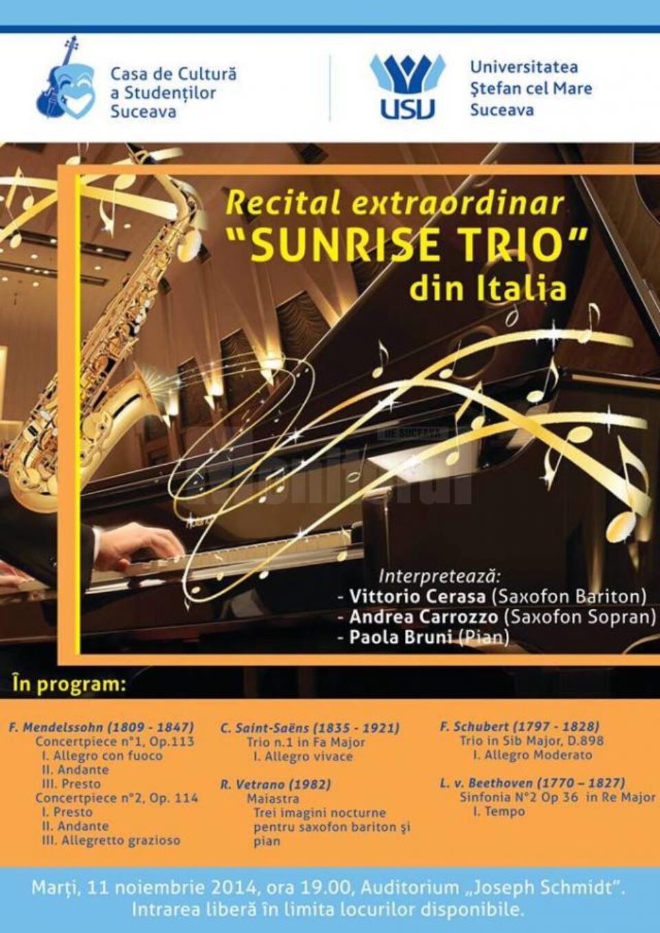 Recital „Sunrise Trio”, la USV