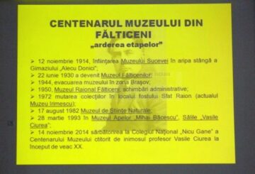 Placă comemorativă care marchează 100 de ani de existență a Muzeului Fălticenilor, ctitorit de profesorul Vasile Ciurea