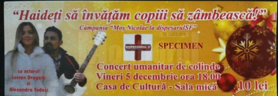 Concert umanitar de colinde la Sala Mică a Casei de Cultură Suceava