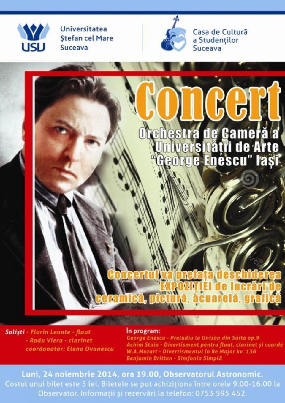 Muzică românească cu Orchestra de cameră a Universității de Arte “George Enescu” Iași Muzică românească cu Orchestra de cameră a Universității de Arte “George Enescu” Iași