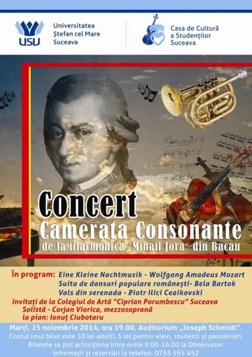 Concert al Cameratei Consonante “Mihail Jora” din Bacău, la USV