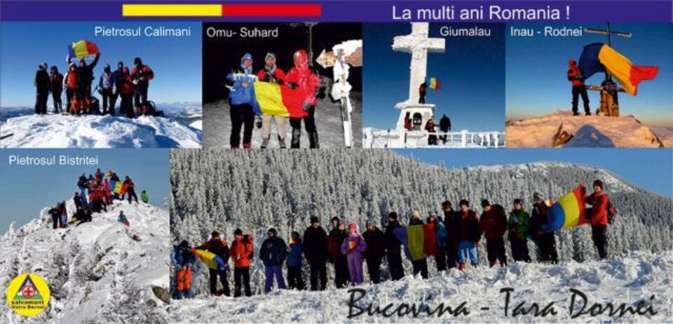 Drapelul României va fi arborat pe patru vârfuri din Țara Dornelor
