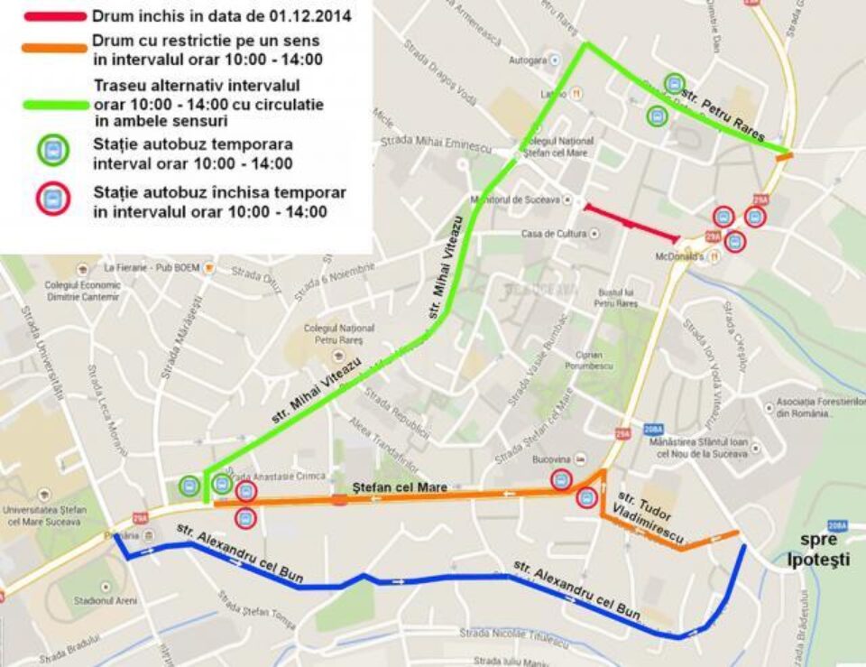 Restricții rutiere în Suceava, de Ziua Națională
