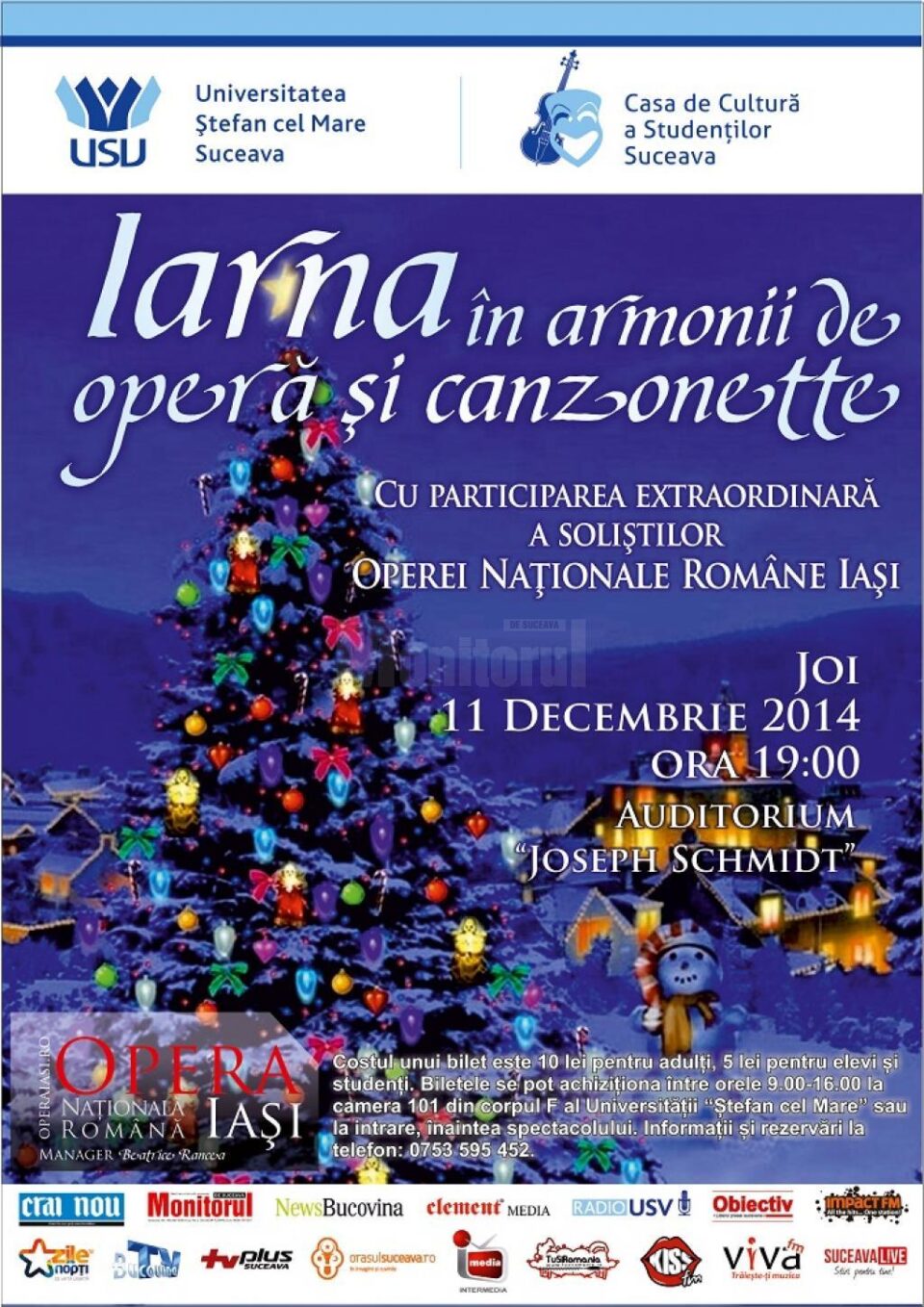 Concert al Operei Naționale din Iași, astăzi, la Universitatea Suceava