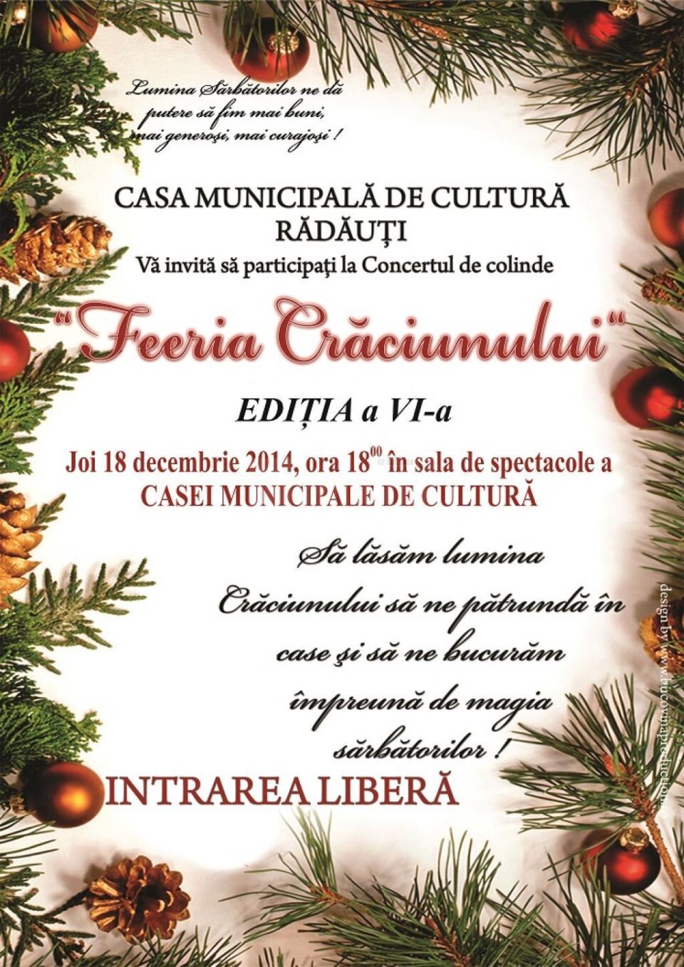 „Feeria Crăciunului”, la Rădăuți