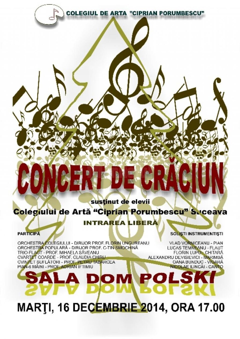 Spectacol de Crăciun al elevilor Colegiului de Artă „Ciprian Porumbescu”