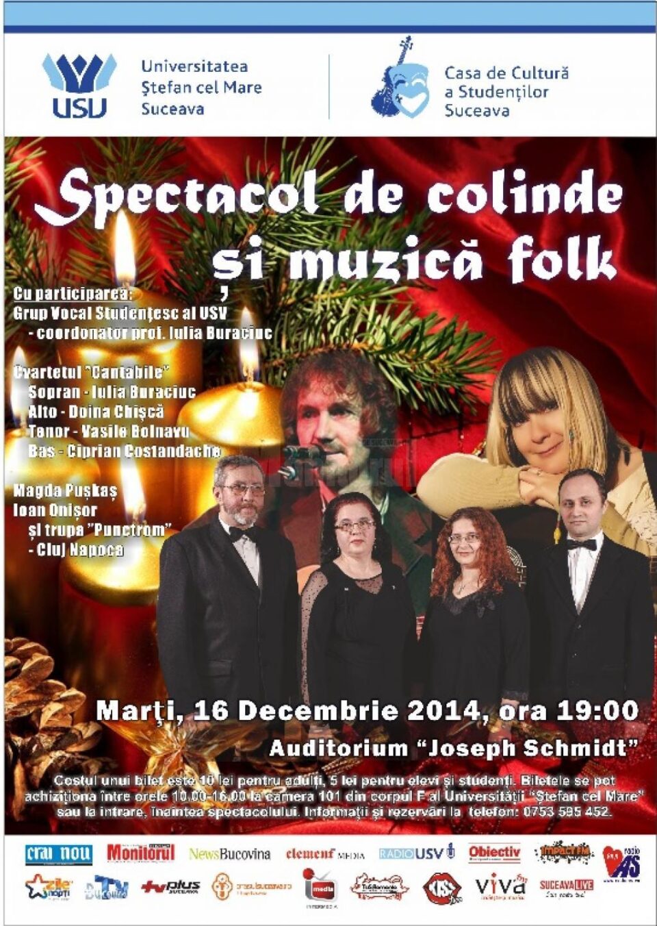 Spectacol de colinde și muzică folk la Universitatea din Suceava