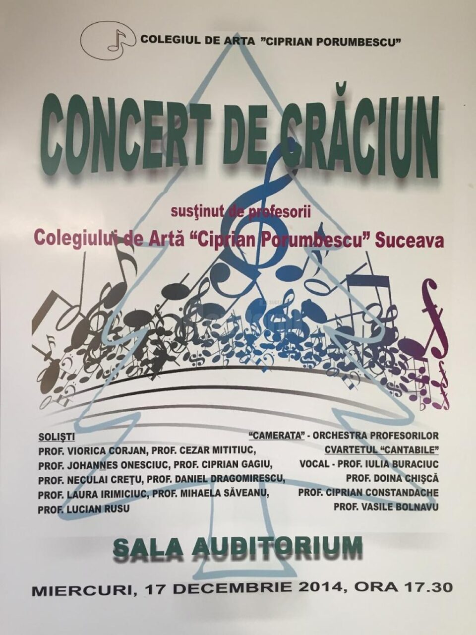 Concert de Crăciun, oferit de profesori ai Colegiului „Ciprian Porumbescu”