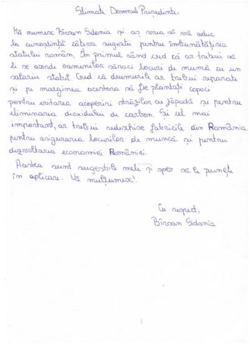 Elevii Școlii Gimnaziale Nr. 3 Suceava i-au scris președintelui României