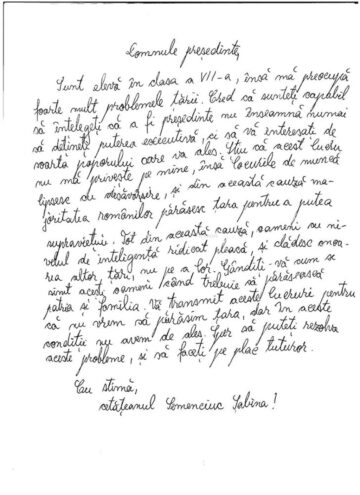 Elevii Școlii Gimnaziale Nr. 3 Suceava i-au scris președintelui României