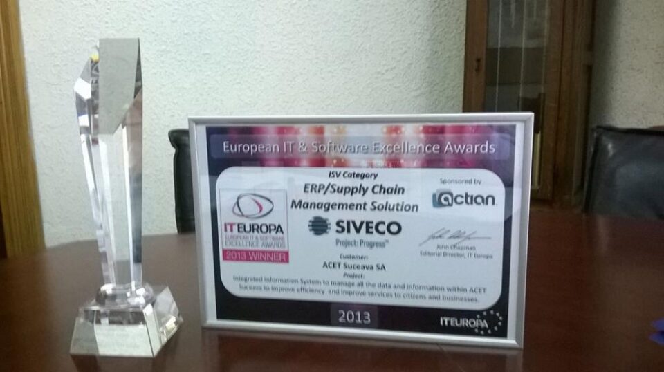 Marele premiu câștigat în 2013 de cei șase angajați din compartimentul IT la un concurs de profil de la Londra, supranumit „Oscarul IT în Europa”