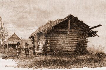 C89: Colibă huțulă în Rus pe Boul – desen de Mattias Adolf Charlemont (1820-1871)