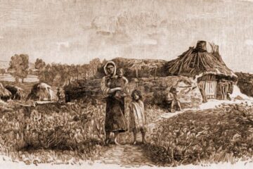 Bordeie țigănești din Ropcea – desen de Mattias Adolf Charlemont (1820-1871)