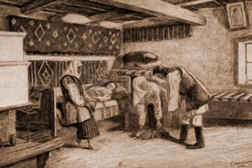 Nașterea, la români – desen de Julius Zalaty Zuber (1867-1918)