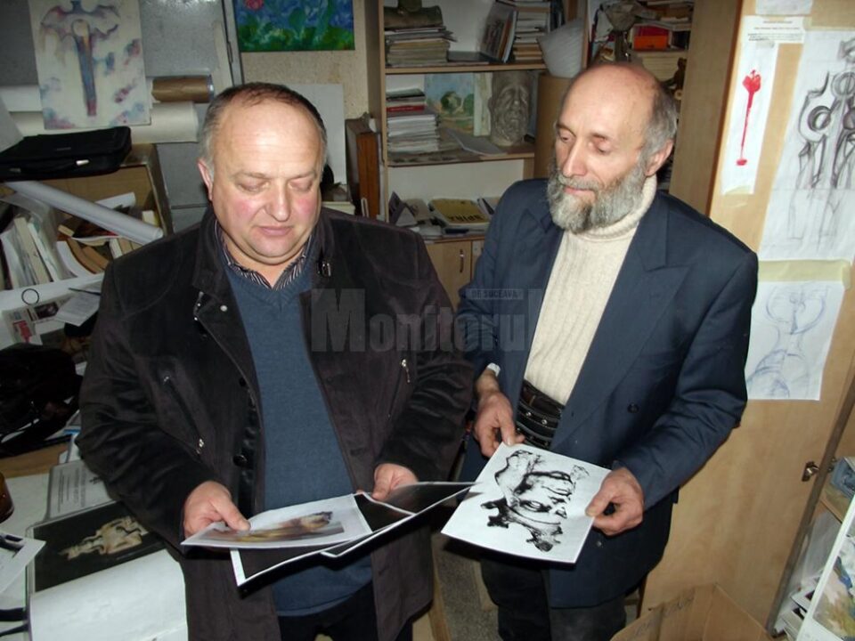 Primarul Radu Ciocan și sculptorul Mircea Dăneasă