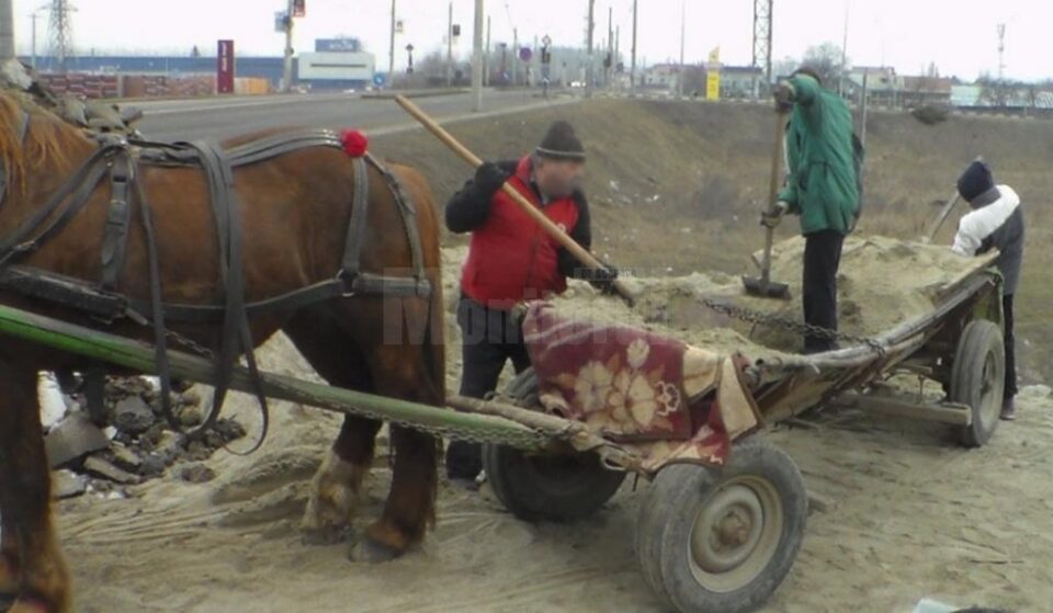 Prins de jandarmi în timp ce încărca în căruță nisipiul folosit la lucrările de pe str. Cernăuți