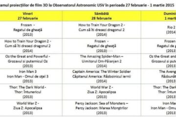 Filme 3D, în acest weekend, la Observatorul Astronomic Suceava