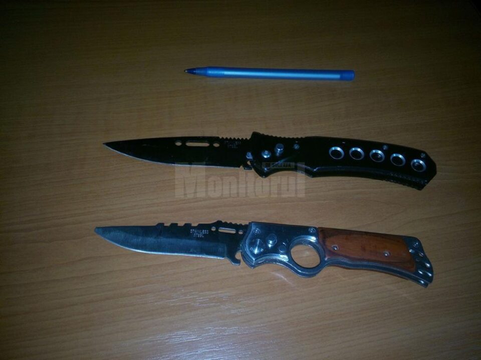 Cuțitele confiscate de la cei doi copii
