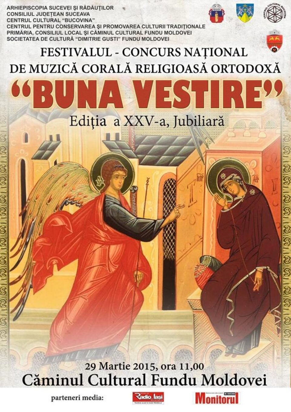 S-a prelungit termenul de înscriere la Festivalul - Concurs Național de Muzică Corală Religioasă Ortodoxă „Buna Vestire”