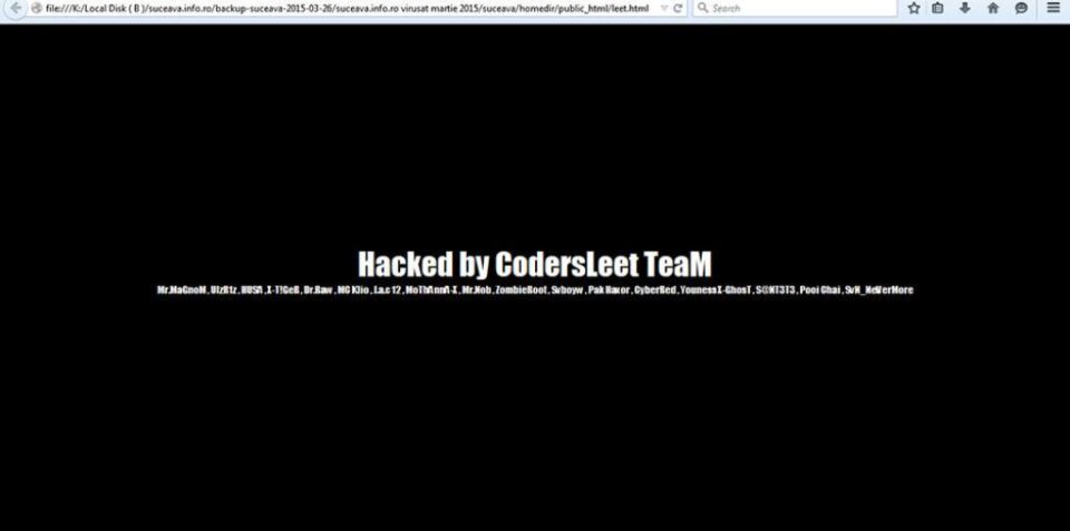 Schimbarea unei pagini web din site și postarea anumitor mesaje, link-uri și imagini prin care se revendică atacul și se promovează gruparea de hackeri