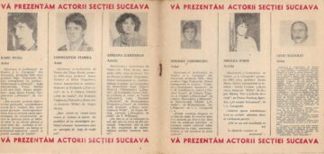 Așa arăta primul program făcut la debutul actorilor secției nou înființate la Suceava, în decembrie 1984