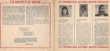 Așa arăta primul program făcut la debutul actorilor secției nou înființate la Suceava, în decembrie 1984